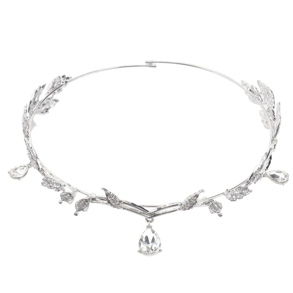 Krystal brude tiara gudinde blad krone pande pandebånd til bryllup (sølv)