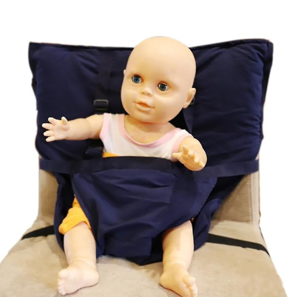 Baby bærbar, justerbar spisestuestolsrem er et vigtigt sikkerhedsbælte til babyrejser, fodring og camping navy blue