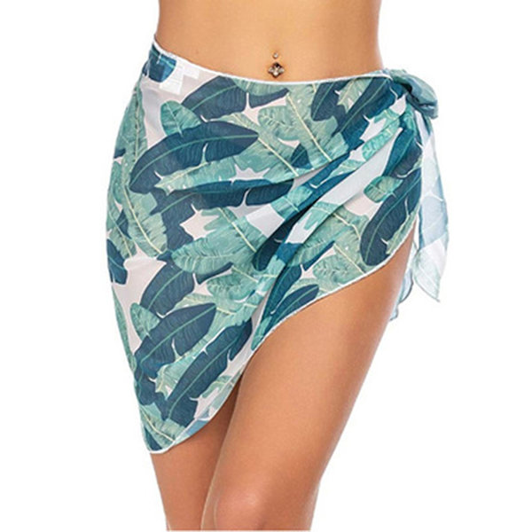 Korte strand-saronger for kvinner, Chiffon, badetøy-overdel, bikini-wrap-skjørt, sideåpen for sommeren Banana S
