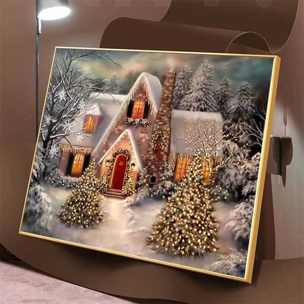 5D DIY Christmas Diamond Painting Picture Snow Cottage