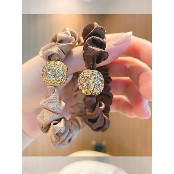 Satin Hodebånd, Små Rhinestones Hodebånd for Kvinner, Elastisk Hestehale Hodebånd, Smykker for Jenter med Tykt og Tynt Hår