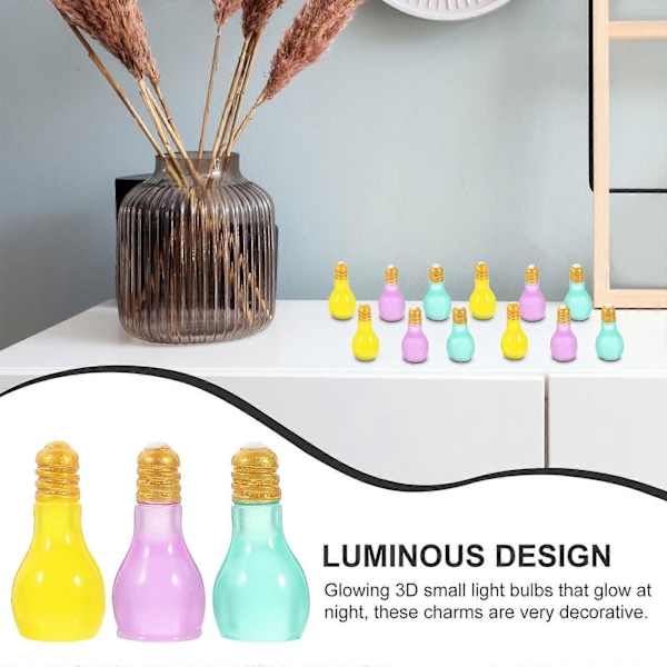 30 stk. Miniatyre pærer i resin, DIY pærevedhæng, fluorescerende mini lyspære pynt