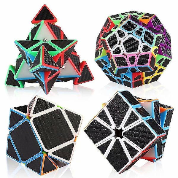Kulfiber Speed Cube Sæt 3x3 Pyramide Megaminx 3x3x3 Skewb Square-1 Speed Cube Bundtpakke