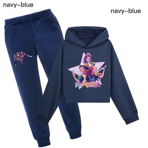 Kpop Demon Hunters Piger Cropped Hættetrøje Mode Sæt