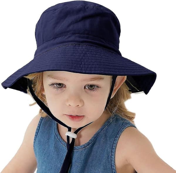 Barnebøttehatt Justerbar Solhatt Pustende Strandhatt For Gutter Jenter_ll Blue 1-2 Years