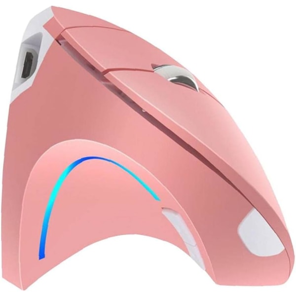 Lodret mus H1 2.4G USB trådløs genopladelig 2400DPI gamingmus med RGB Lys Pink Ultrahurtig rulning