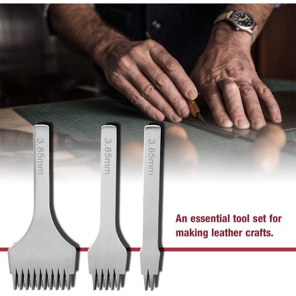 3 stk. DIY Læderværktøjssæt Perforator Læderhåndværk Klo Punch Gaffel Hvid Stål Værktøj 2/5/10 Håndværk Snøring Syning Saks