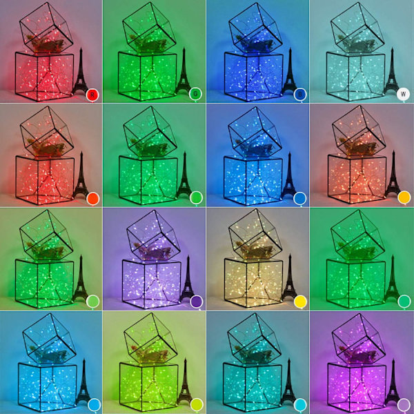 Fairy-lys med USB-strøm, 16 farger som skifter, 100 LED, vanntett, 10 meter