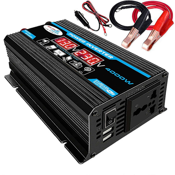 4000W Omvandlare 12V till 220V Ren Sinusvåg Växelriktare Ren Sinusvåg Transformator Med Fjärrkontroll &