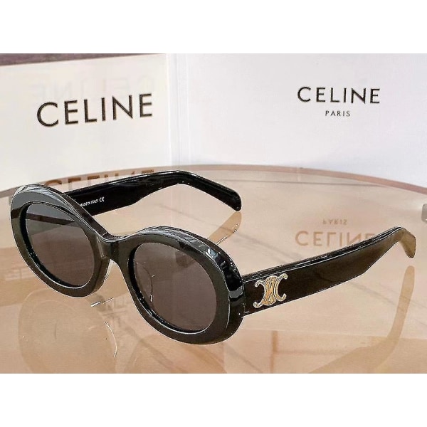 Hög kvalitet Celinn Selin Internet Celebrity Arc De Triomphe Solglasögon Golden Logo Oval Solglasögon /åå