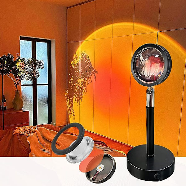 Solnedgang Rød Projektorlampe, Solnedgangsprojektion LED-lys, Natlys, USB-drevet til at dekorere dit eget medie-baggrundsrum