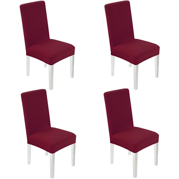 4-pack stretchbarstolar, elastiska stolsöverdrag, moderna överdrag, elastan stretchöverdrag, stretchbarstolar (vinröd)