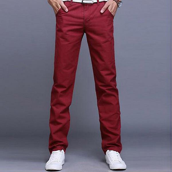 Chino byxor för män Casual byxor Wine Red 38