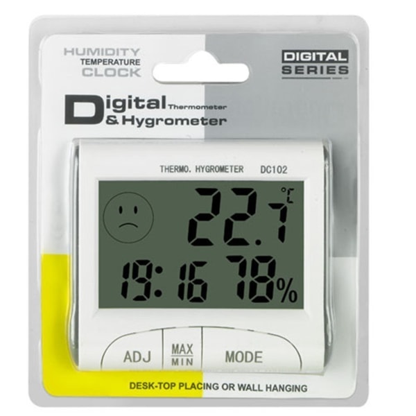 LCD Rumstemperaturmätare Mini LCD Digital Inomhus Termometer Hygrometer Temperaturmätare Klocka Skrivbords Väderstation med Magnetisk Stativ