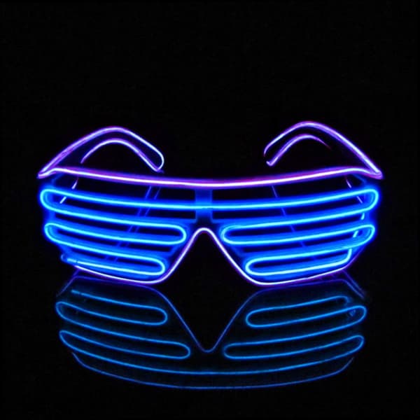 Glow Shutter Neon Rave Briller EL Wire Blinkende LED Solbriller Glow DJ Kostumer til Fest 80'erne EDM