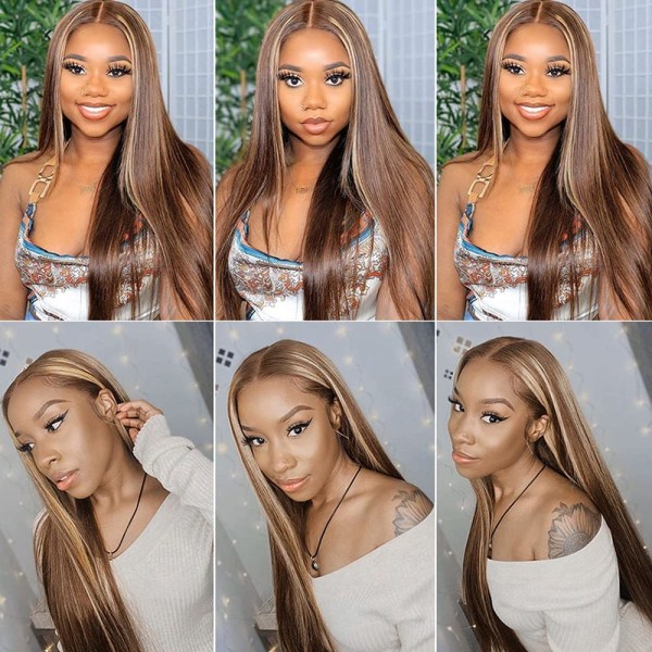 Högkvalitativt Lace Front Rakt Hårperuk för Svarta Kvinnor 26 Tum, Lace Frontal Peruk Förplucked med Babyhår 150% Densitet