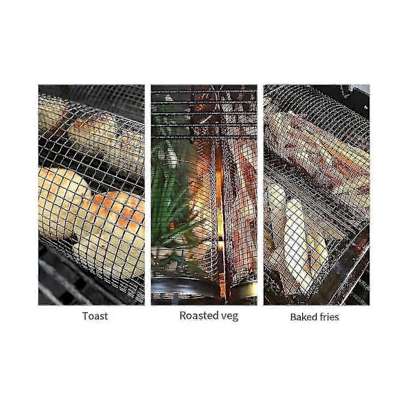 2-pak rullende BBQ-kurve - Bedste BBQ-kurve, rund grillnet i rustfrit stål