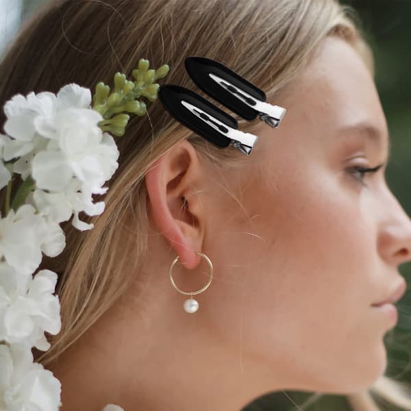 12 stk. Hårclips uden bøjning, Krølfri Hårclips Curl Pin Flat Barrette Clips Hårstilingsklip til Makeup Hårstiling Ansigtsvask (Sort)