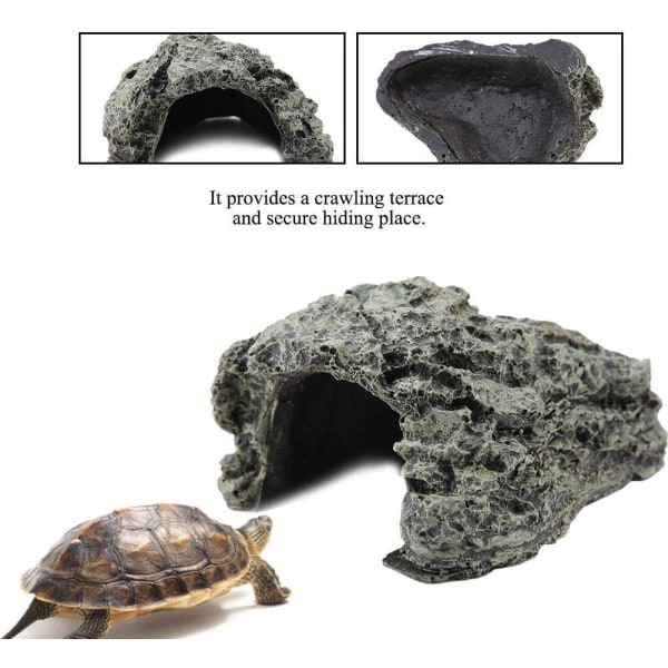 Fiskgömma grotta, akvarium Sköldpadda Reptil basking Hide Habitat Dekoration Prydnad (liten)