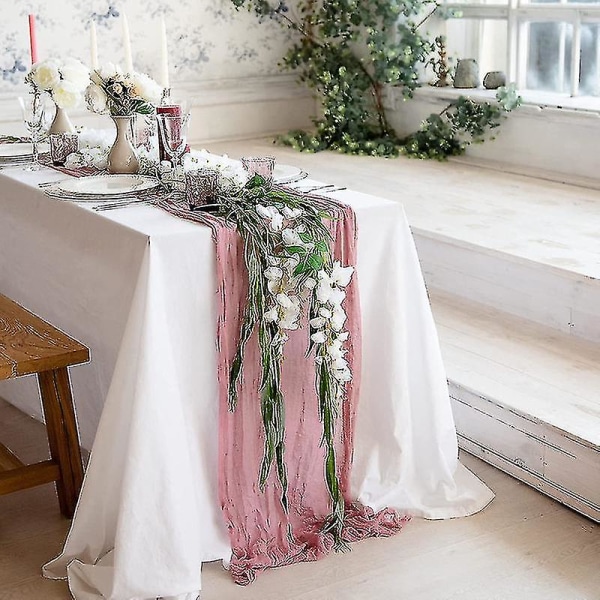 Ostduksservett Bordlöpare  Ostduk Bröllopsbord Dekoration Pink 90cmX400cm