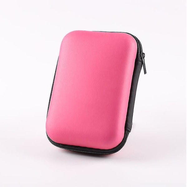 2x Hodetelefon Data Kabel Oppbevaringsveske Lader Power Bank Oppbevaringsboks Data Kabel Veske Rose
