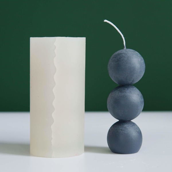 3D Form Mould, Bollar Mould Silikon Ljusformar För Ljusframställning Kalebass Mould 3 på varandra följande bollar Geometrisk Form