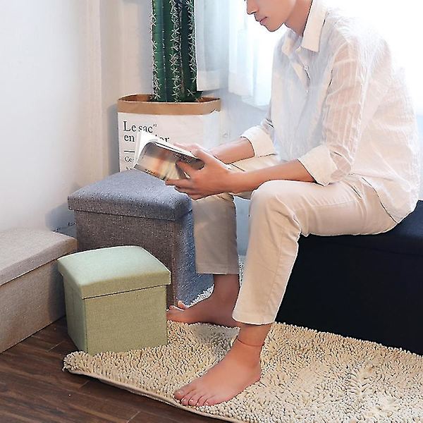 Förvaringslåda med stark bärighet, hopfällbar tyg, mångsidig förvaringsfåtölj, kubformad sittplats för hemmet Qinhai Green 40cm