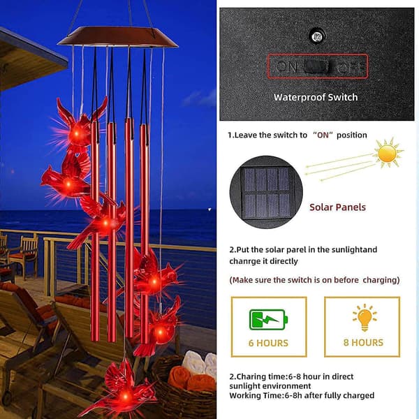 Solar Kolibri Vindspil Lys LED Jule Vindspil Lys Landskabslys Havelampe E