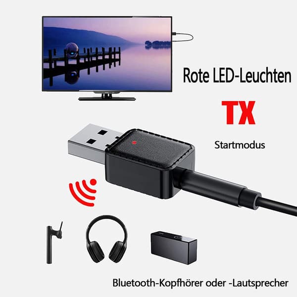 2-i-1 USB Bluetooth 5.0-adapter med 3,5 mm digital ljudkabel
