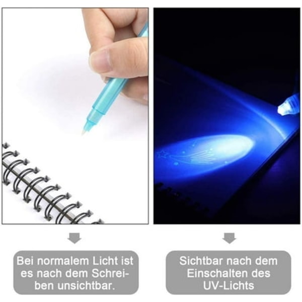 invisible Ink Pen, Spy Pen Invisible Disappearing Ink Pen med UV-ljus Magic Marker för Secret Message och Kid