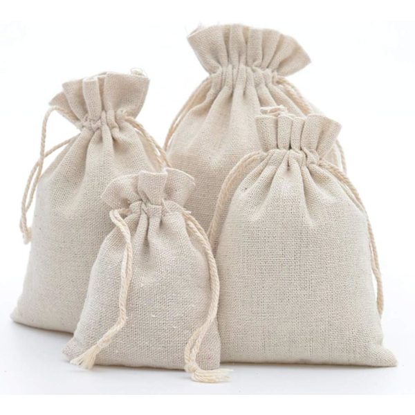 25 stk. Små Stoffposer Bomullspose 13x18cm Jute Pose Stoff Snøring Stoffpose Smykker Gaveposer Gjenbrukbar Tepose