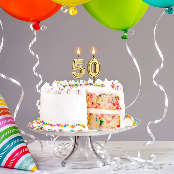 50. Syntymäpäivä Kynttilät Kakku Numerokynttilät Hyvää syntymäpäivää Kakku Kynttilät Päällyskoriste (kulta)