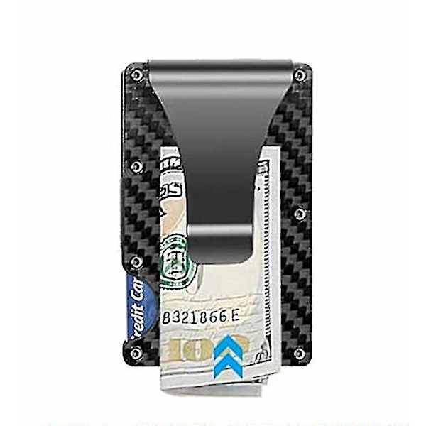 Kulfiber Tegnebog, RFID Blokerende Minimalistisk Tegnebog, Metal Pengeclips Tegnebog