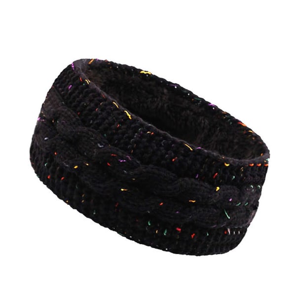 Fleecefôret vinterturban strikket bredt hold varmere pannebånd elastisk hodebånd Black dots