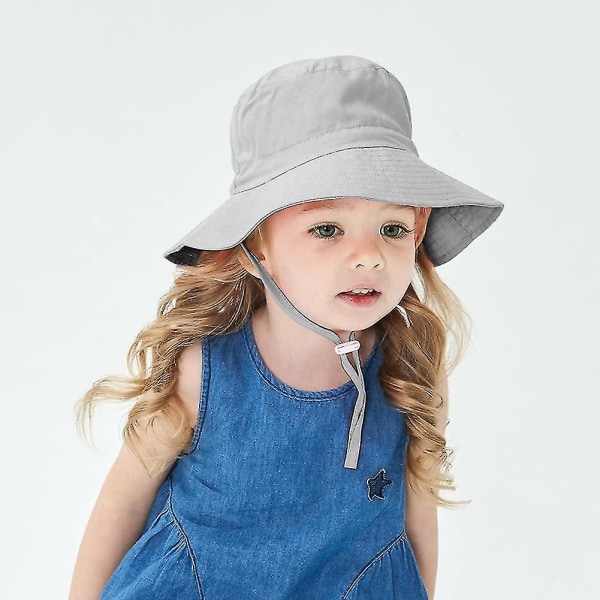 Barnhatt Justerbar Solhatt Andningsbar Strandhatt För Pojkar Flickor_ll Grey 12-24 Months