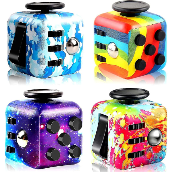 Wabjtam 4-pack Cube Fidget Toy, Magic Cube Stress- och ångestlindrande leksaker, Fidget Toy Cube Avslappnande handhållen för vuxna, Killing Time Cool Fidget Bl