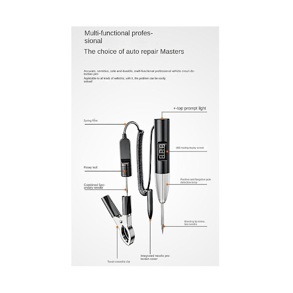 5v-30v DC Bilspänning Krets Testare Multifunktionell Digital Display Elektrisk Penna Sond Penna Bil Diag black