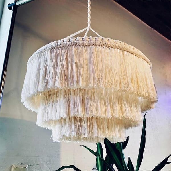 Handvävd lampskärm med tofsar C30*50CM