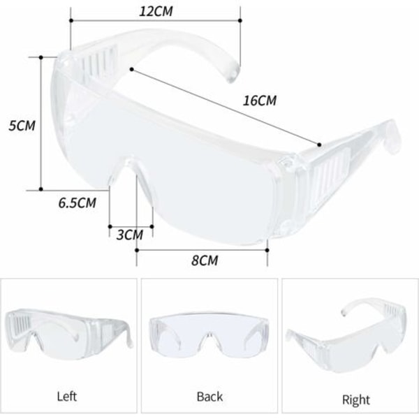 Skyddsglasögon för glasögonbärare, vind- och UV-skydd, skyddsglasögon