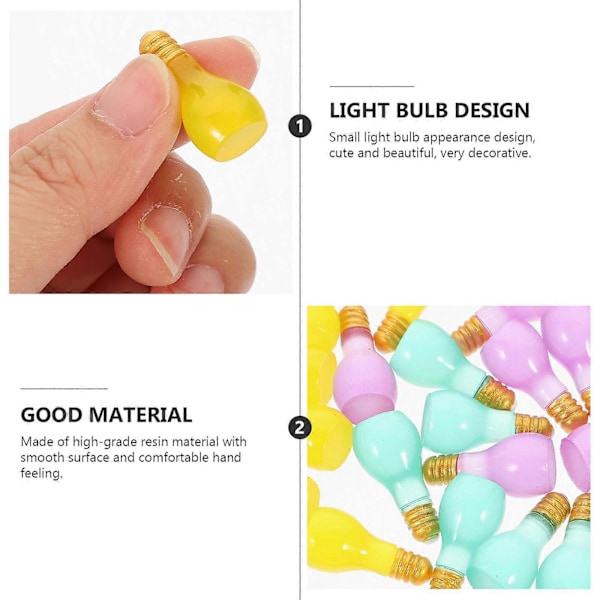 30 stk. Miniatyre pærer i resin, DIY pærevedhæng, fluorescerende mini lyspære pynt