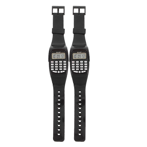 2 st Klockräknare Bärbara Räknarklockor Armbands Geometrisk Operation Klocka Födelsedagspresent till Barn Svart