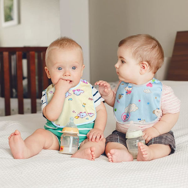 100% Bomulls Babyhaklappar, 10 st Vattentäta Babyhaklappar, Unisex Roliga Tryckta Vattentäta Haklappar för Baby från 0 Månader till 3 År Cisea