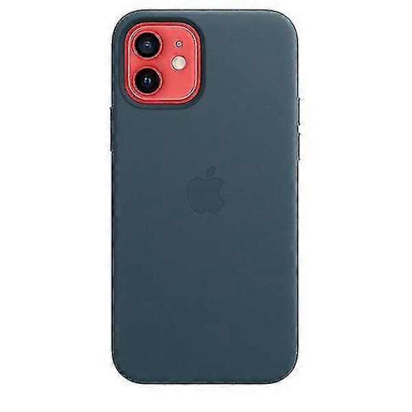 Lærtelefonveske for iPhone 12/12 Pro Lærveske med Magsafe Baltic Blue