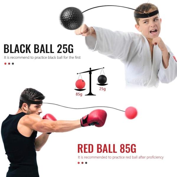 Boxing Reflex Ball Set - stansboll och reaktionsboll för din boxningsträning - högkvalitativ boxningsboll med pannband för boxning.