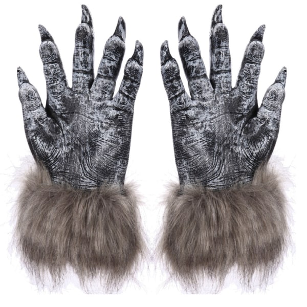 Halloween-dekorasjon Varulvhansker Wolf Paw Gloves Furry Animal Hansker Imitasjon Wolf Paw Gloves Black Wolf Gloves