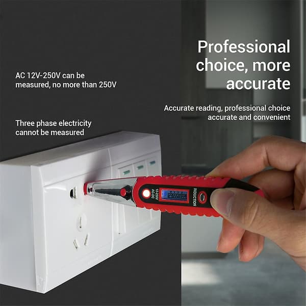Digital Testpenna Multifunktionell 12-250v Elektrisk Testare LCD-Display Testpenna Spänning Detektor Red
