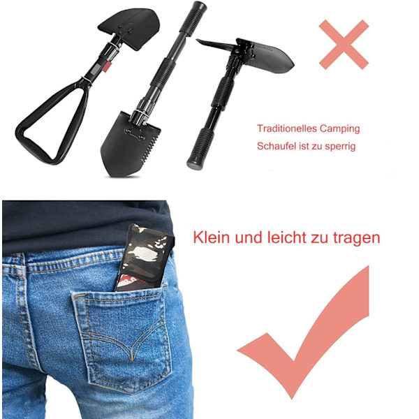 Camping 8 i 1 Multi Tool Gadget Tr dg rdsskyffel Survival Shovel