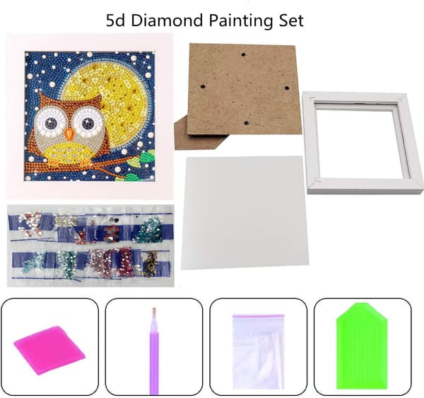 5D diamantmaleri kit med fuldt tilbehør uglebilleder, mal efter tal