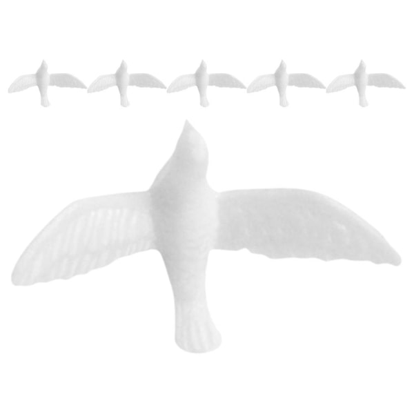 6 stk. Miniature Resin Fugle Figur Lille Hvid Due Simulation Fugle Model Til Dukkehus Tilbehør Have Miniaturer