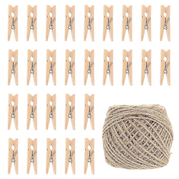 1 Set Fotovisningsklämmor Träklämma Hantverk Bilder Hängande Träklämmor DIY Meddelandeklämmor med Hamparep